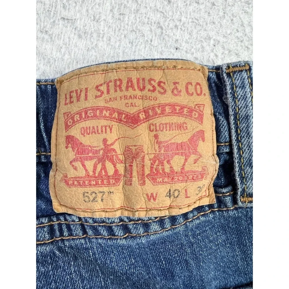Levis 527 Jeans Mens 40x31 Blue Slim Bootcut Stretch Denim‎ 5-Pocket Zip Fly